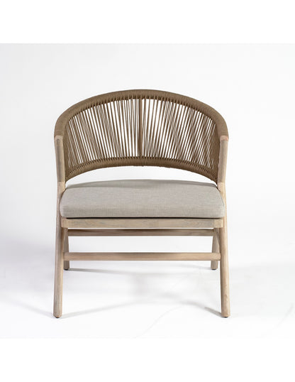 Teak and camel rope outdoor low chair