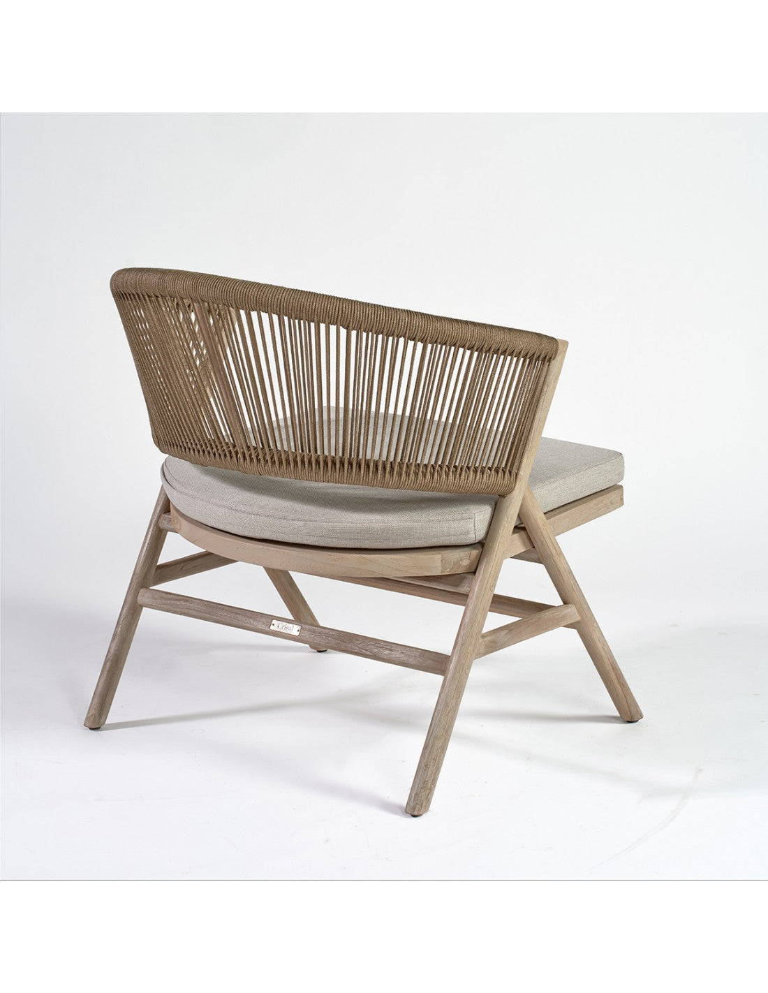 Teak and camel rope outdoor low chair