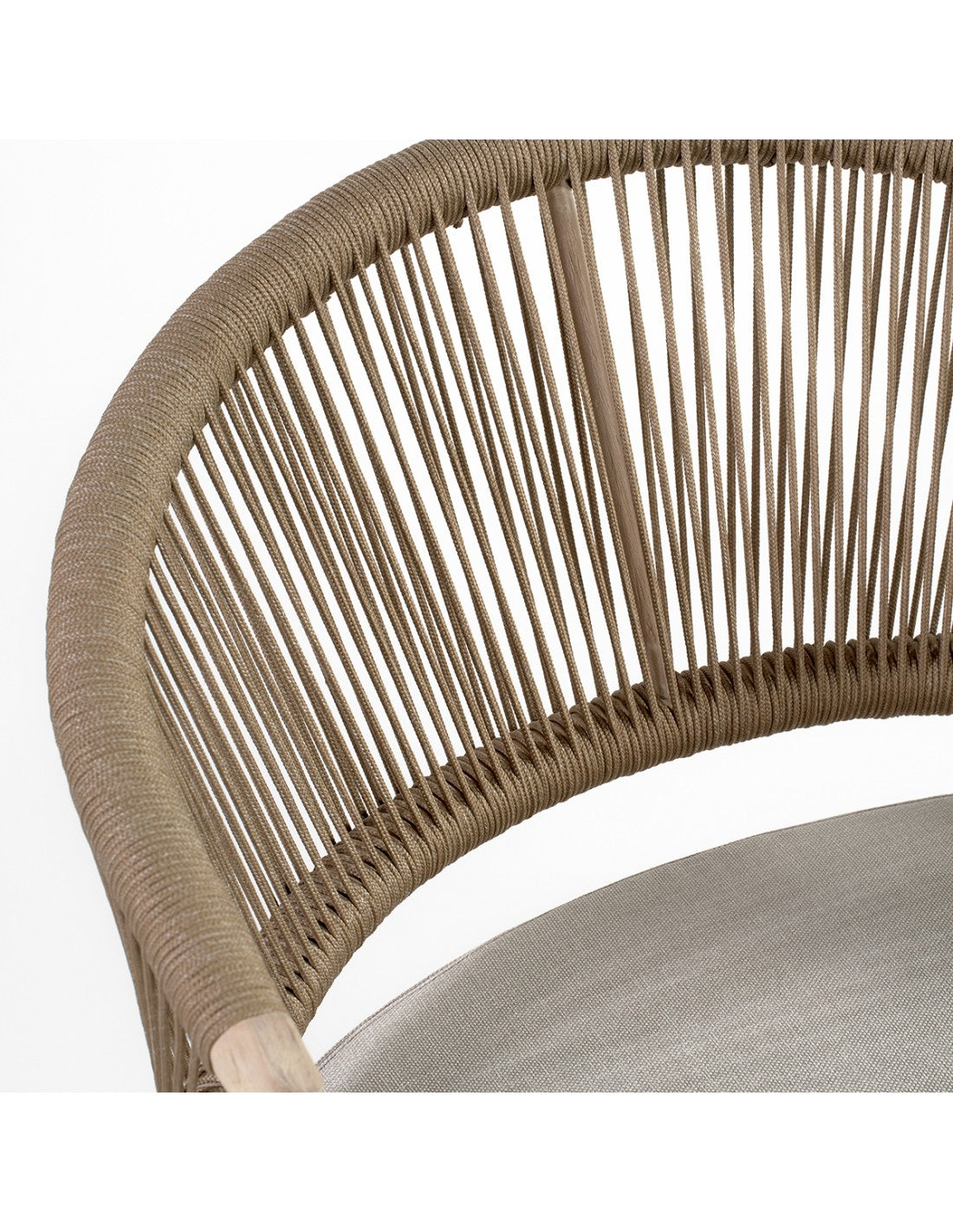 Teak and camel rope outdoor low chair