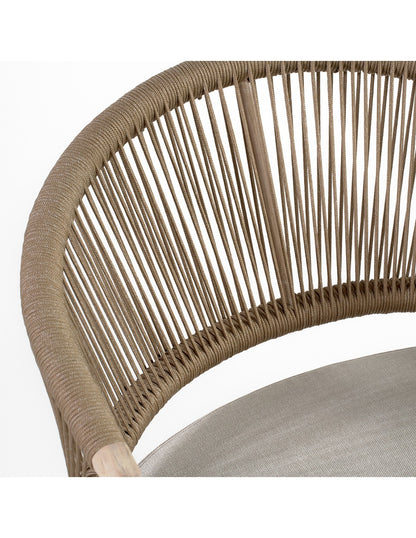 Teak and camel rope outdoor low chair
