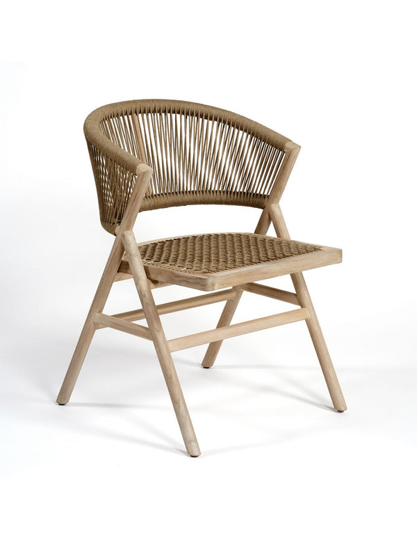 Teak and camel rope outdoor chair