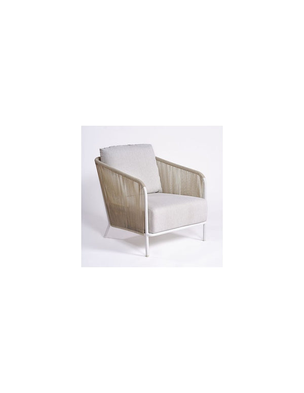 Aluminum and rope outdoor armchair