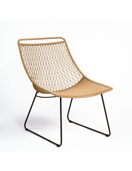Silla para exterior resina color natural y pata...