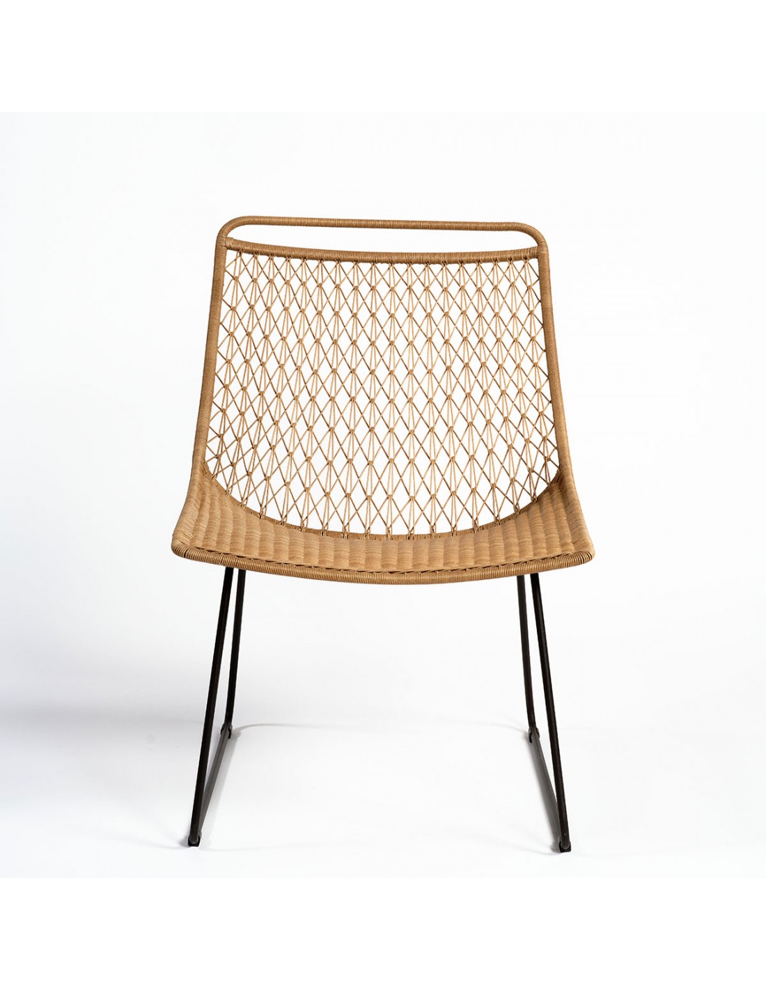 Silla para exterior resina color natural y pata...