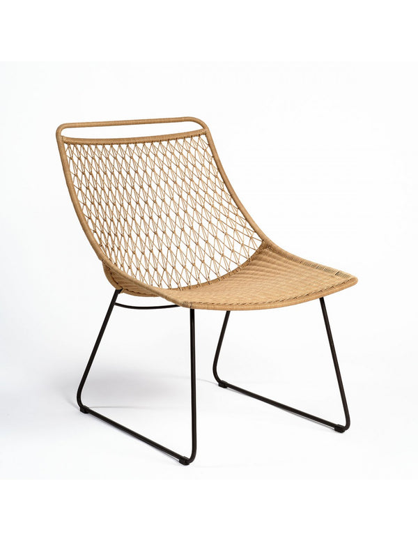 Outdoor chair in natural color resin and...