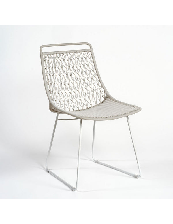 Stone-colored resin and metal chair