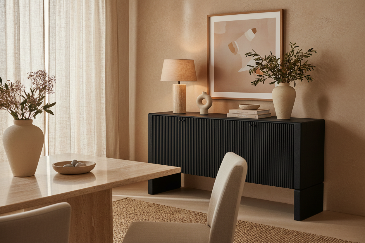 Aparador Weida en madera de mango negro negro – Estilo Contemporáneo