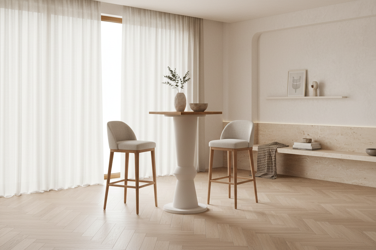 Mesa Bar Kilhe en hierro beige beige – Estilo Contemporáneo