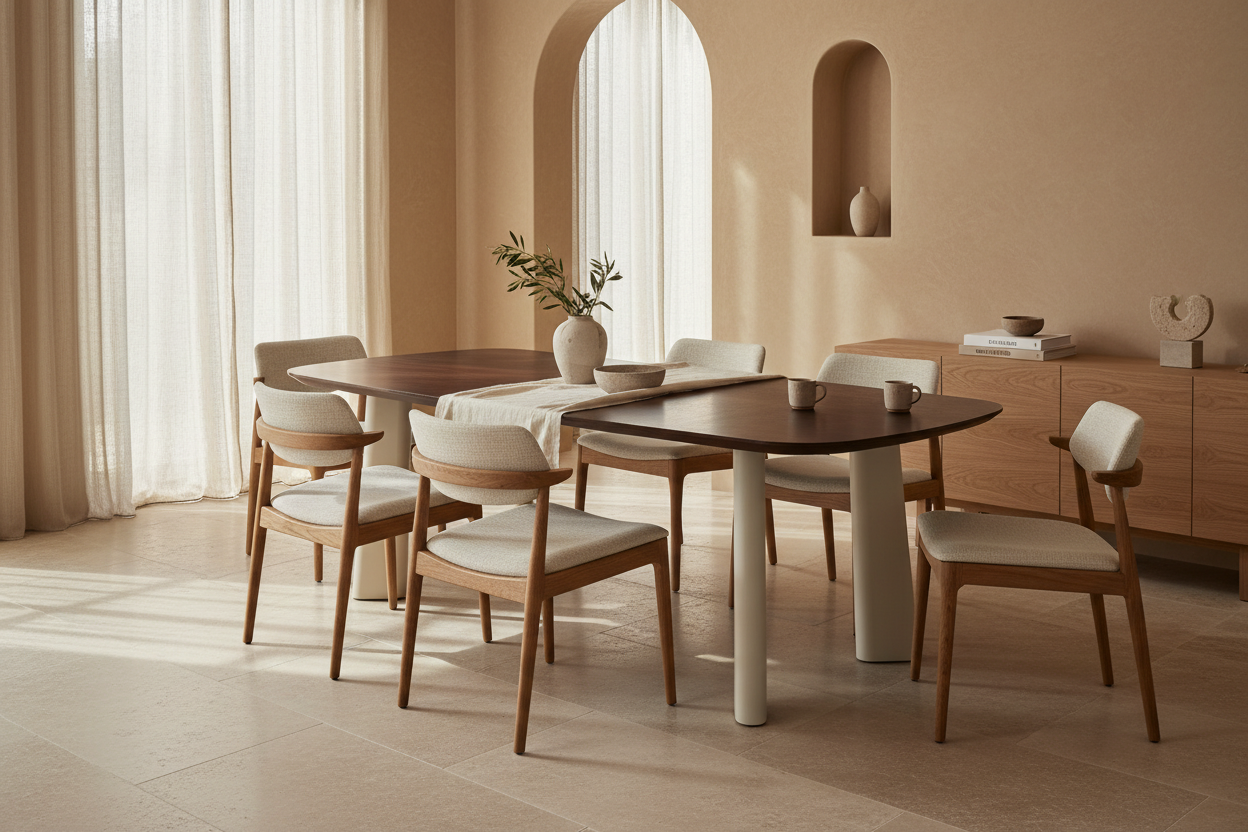Mesa Comedor Volta en madera dm marrón marrón – Estilo Contemporáneo