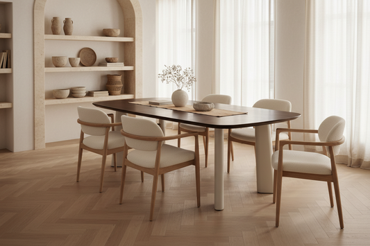 Mesa Comedor Volta en madera dm marrón marrón – Estilo Contemporáneo