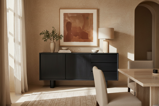 Sideboard Demmin in Mindi Wood black – Contemporary Style
