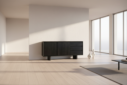 Sideboard Demmin in Mindi Wood black – Contemporary Style