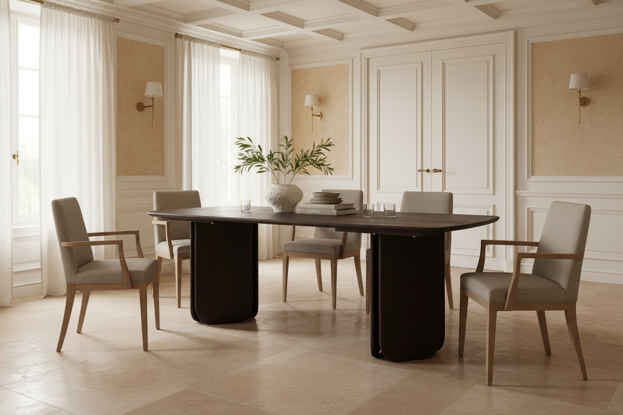 Mesa Comedor Seissan en madera de mango marrón marrón – Estilo Contemporáneo