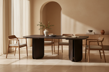 Mesa Comedor Seissan en madera de mango marrón marrón – Estilo Contemporáneo