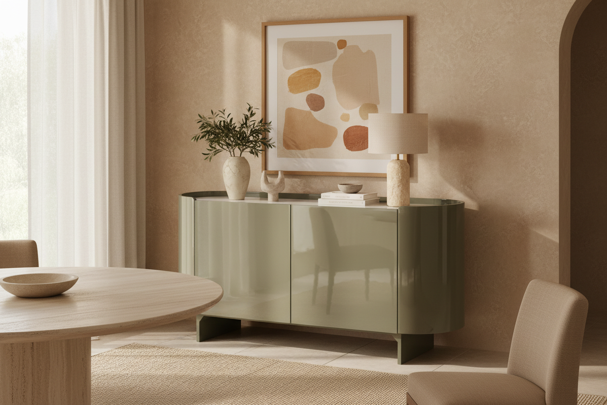 Aparador Stage en madera dm verde verde – Estilo Contemporáneo