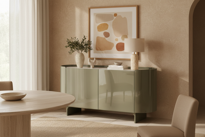 Aparador Stage en madera dm verde verde – Estilo Contemporáneo