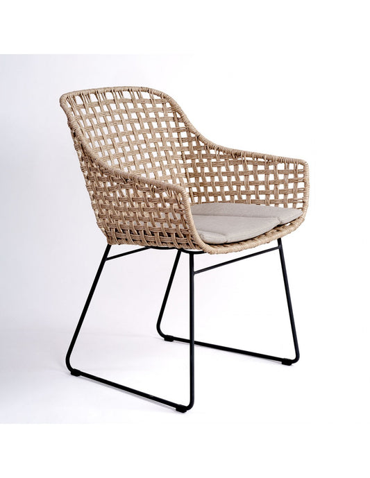 Sillón de comedor ratán sintético, pata metal...