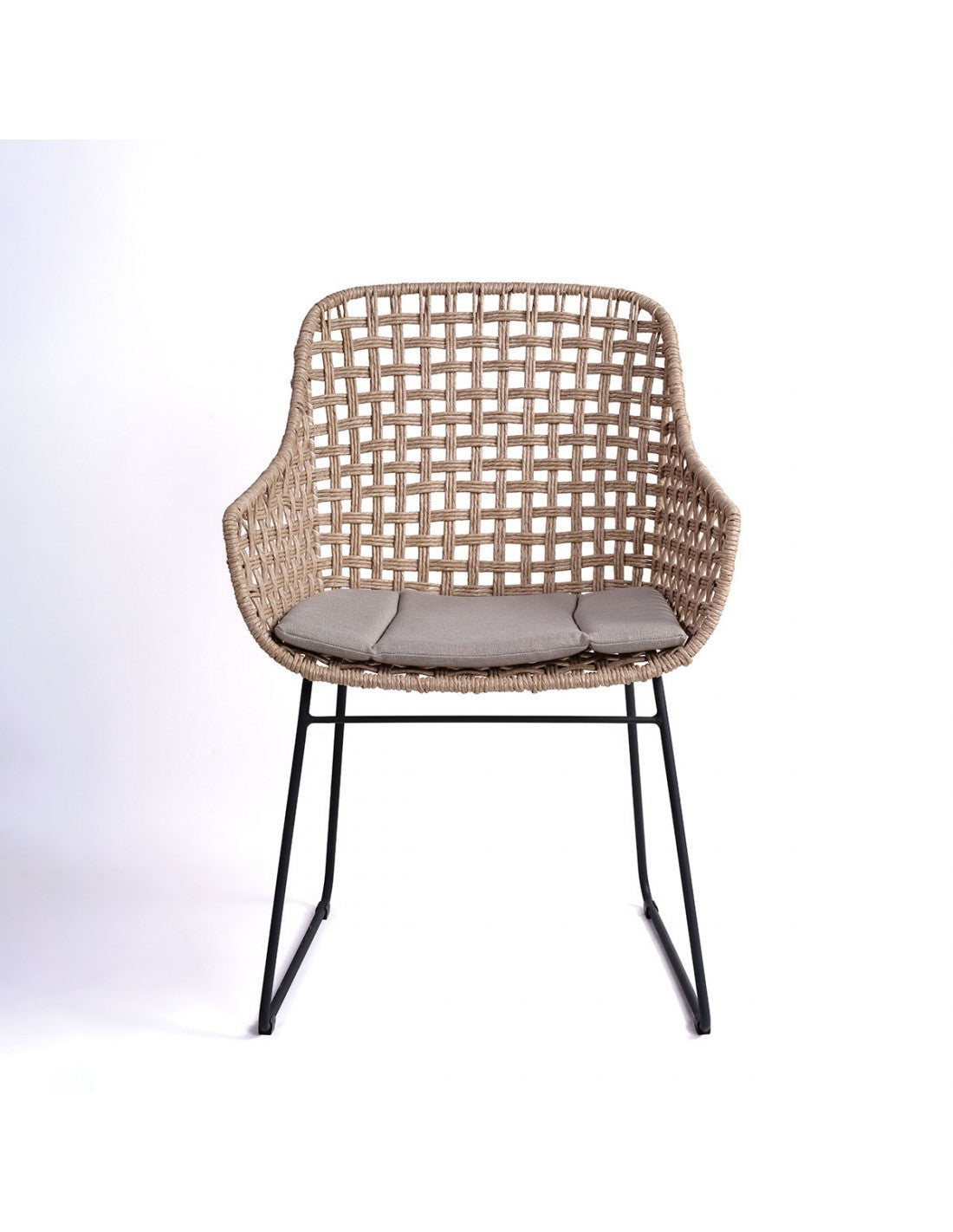 Sillón de comedor ratán sintético, pata metal...