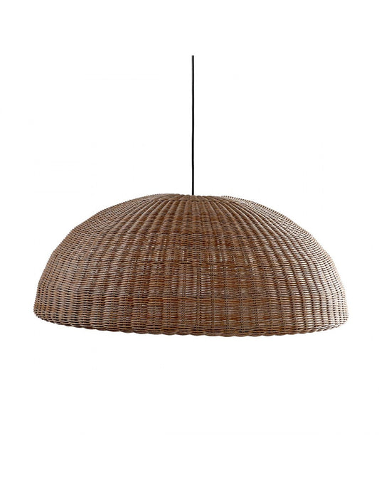 Round and flattened synthetic rattan lampshade