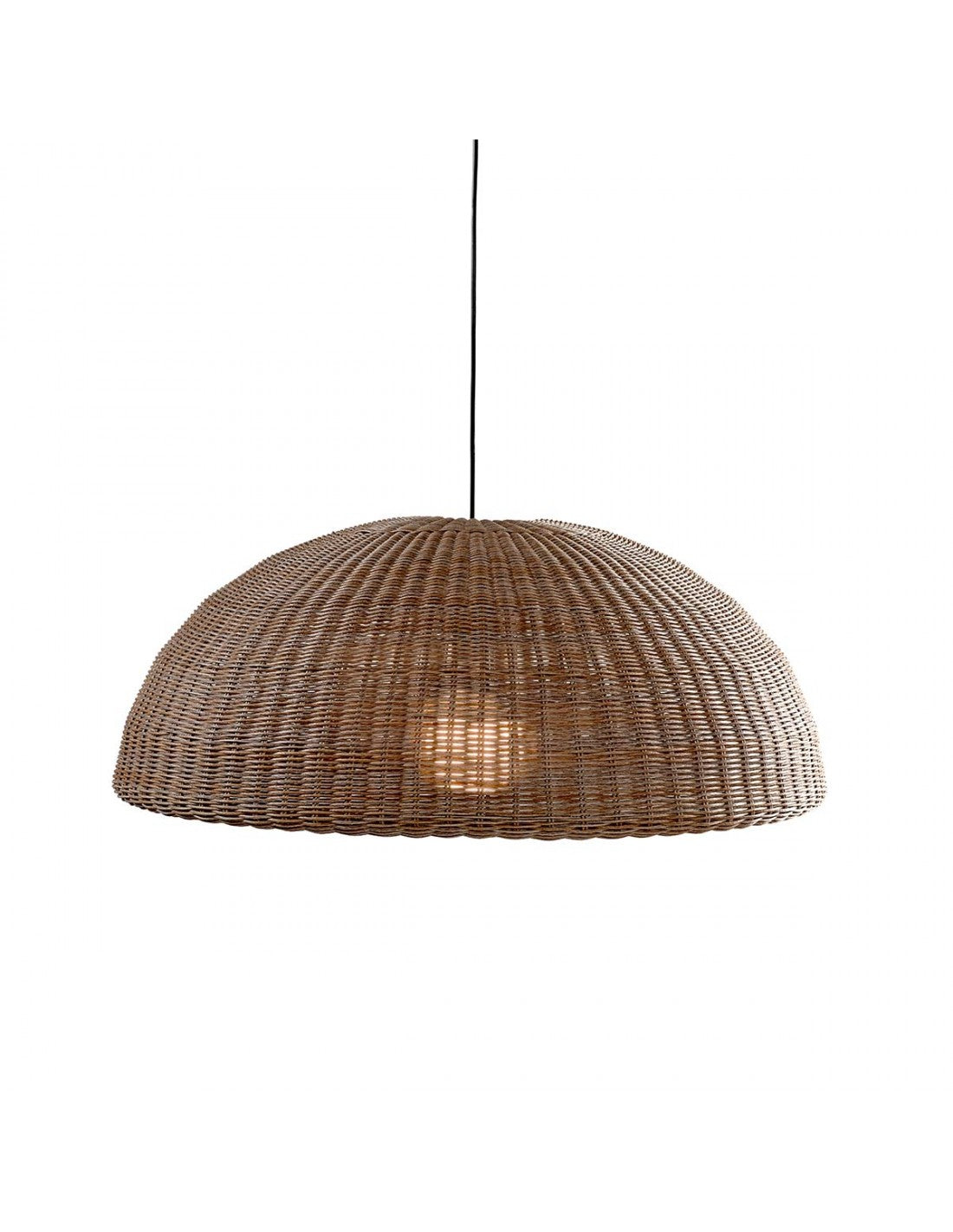 Round and flattened synthetic rattan lampshade