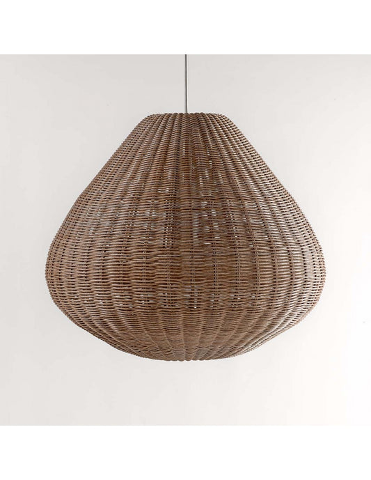 Rounded synthetic rattan lampshade