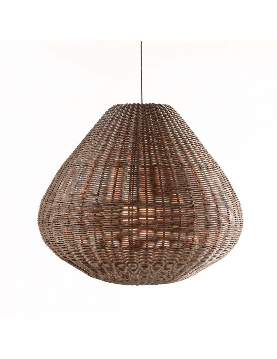 Rounded synthetic rattan lampshade