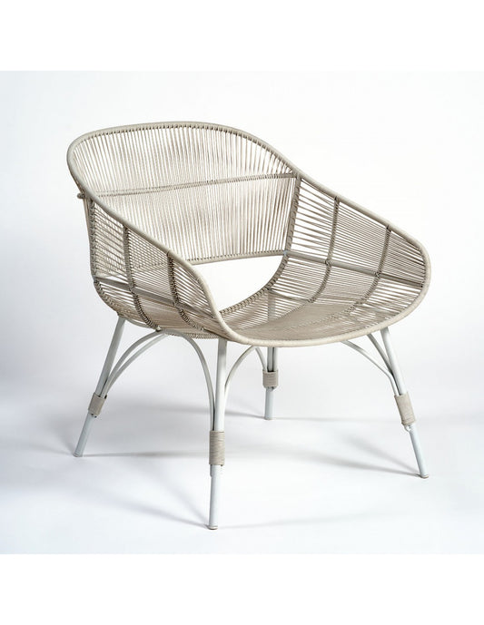 Sillón de exterior de resina y metal gris piedra