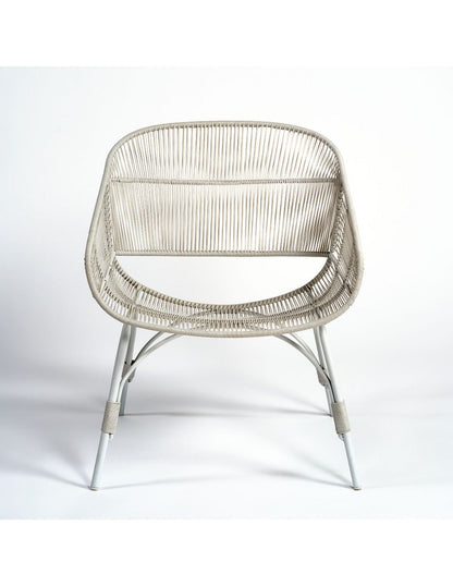 Outdoor armchair in stone gray resin and metal