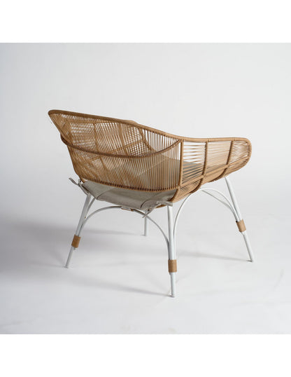 Synthetic rattan armchair under natural color