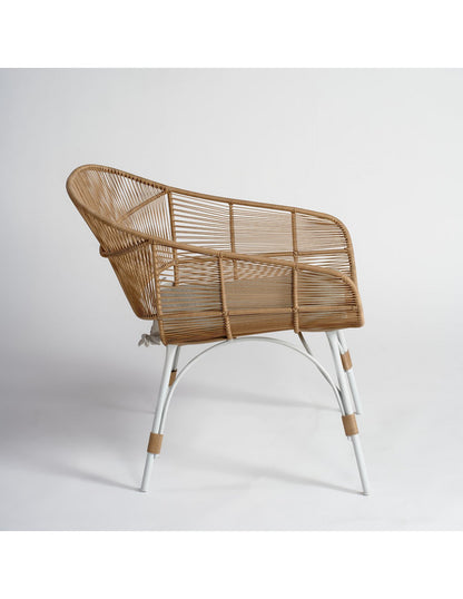 Synthetic rattan armchair under natural color