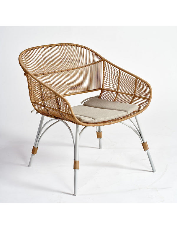 Synthetic rattan armchair under natural color