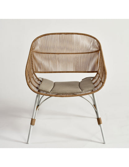 Synthetic rattan armchair under natural color