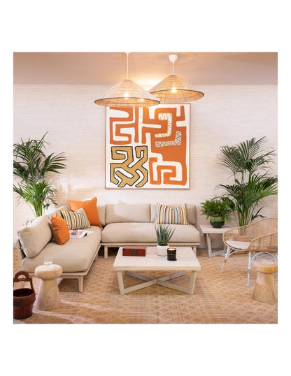 Synthetic rattan armchair under natural color
