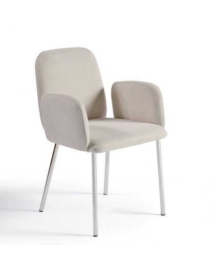 Silla gris piedra y pata cromada