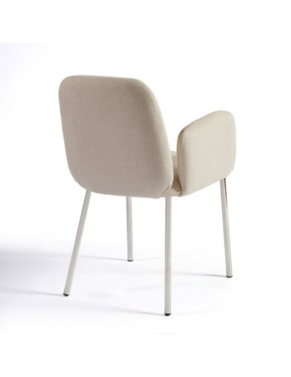 Silla gris piedra y pata cromada