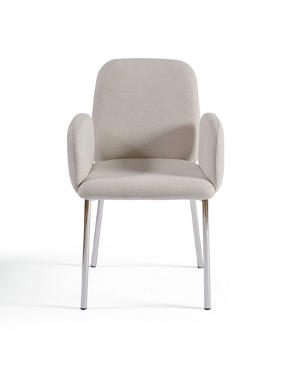 Silla gris piedra y pata cromada
