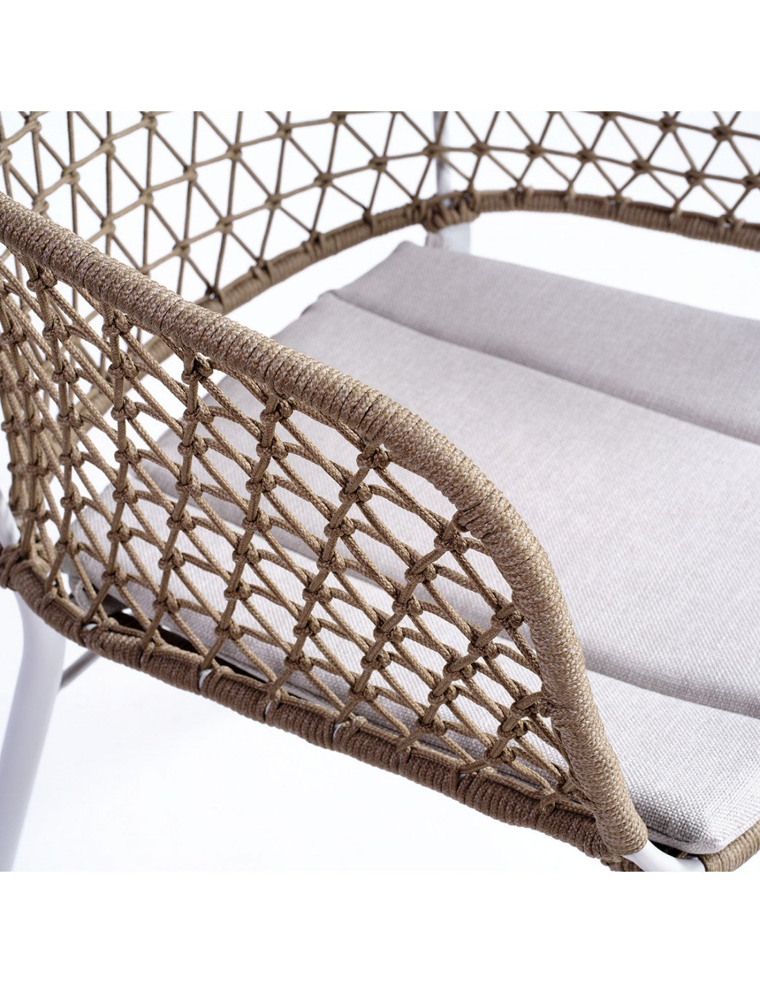 Stackable outdoor chair made of rope...
