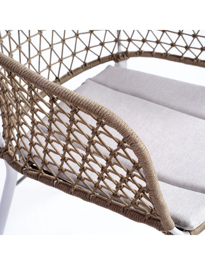 Stackable outdoor chair made of rope...