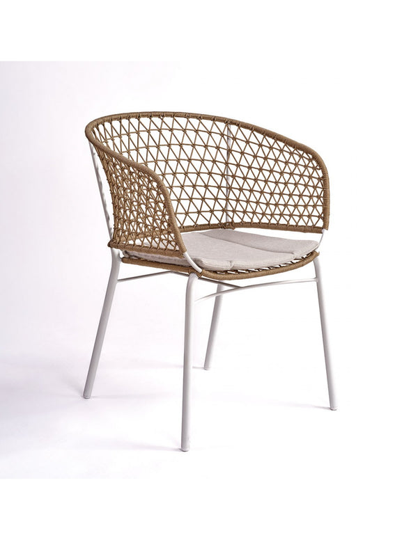 Stackable outdoor chair made of rope...