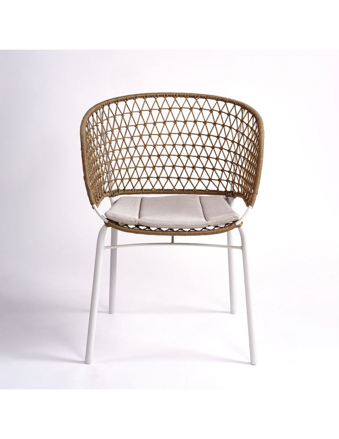Stackable outdoor chair made of rope...