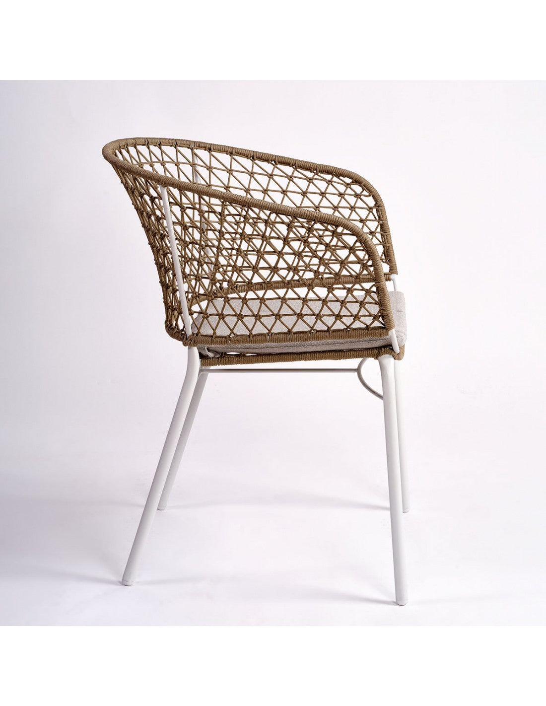 Stackable outdoor chair made of rope...
