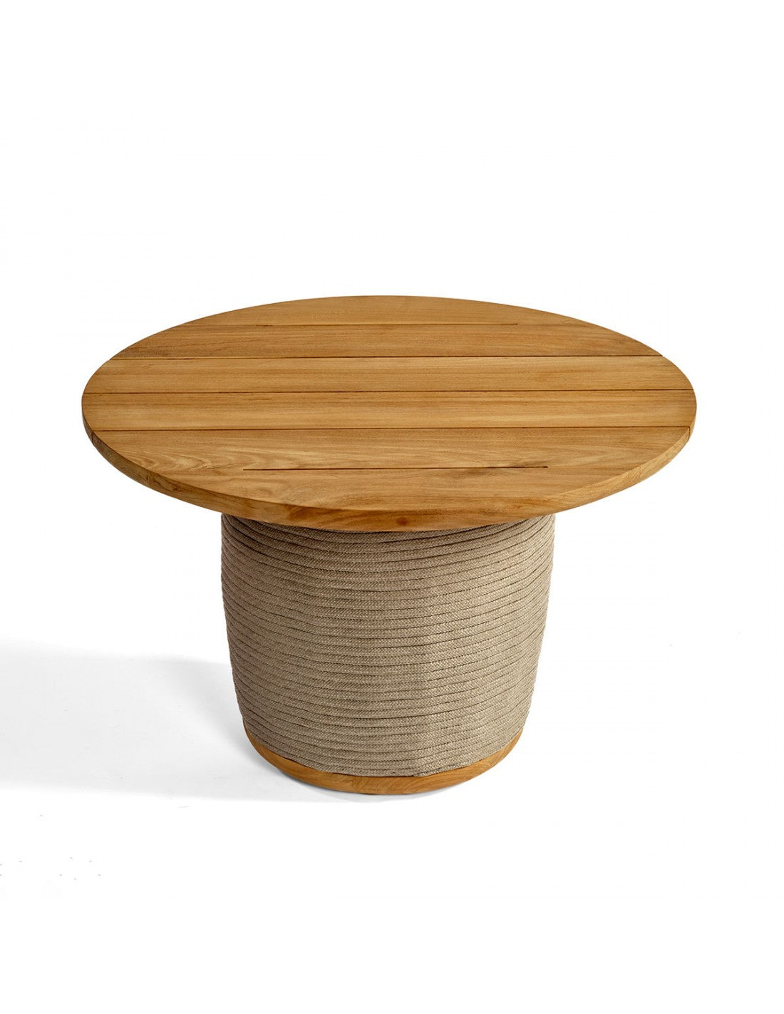 Round rope and teak side table 70