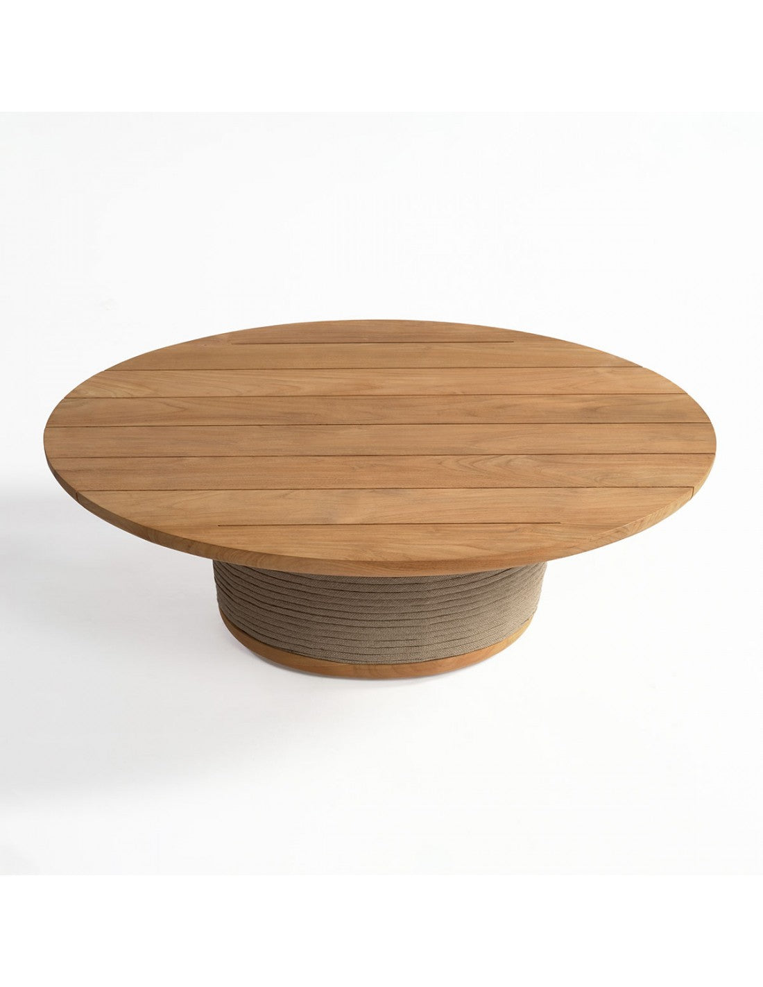 Round rope and teak coffee table 100