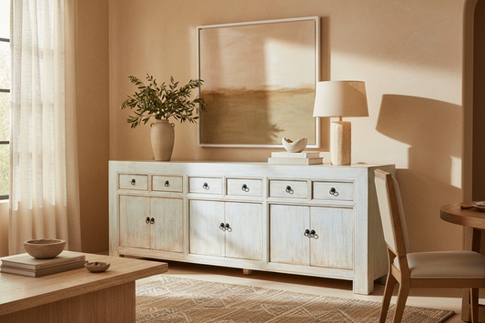 Sideboard Solid Elm Wood