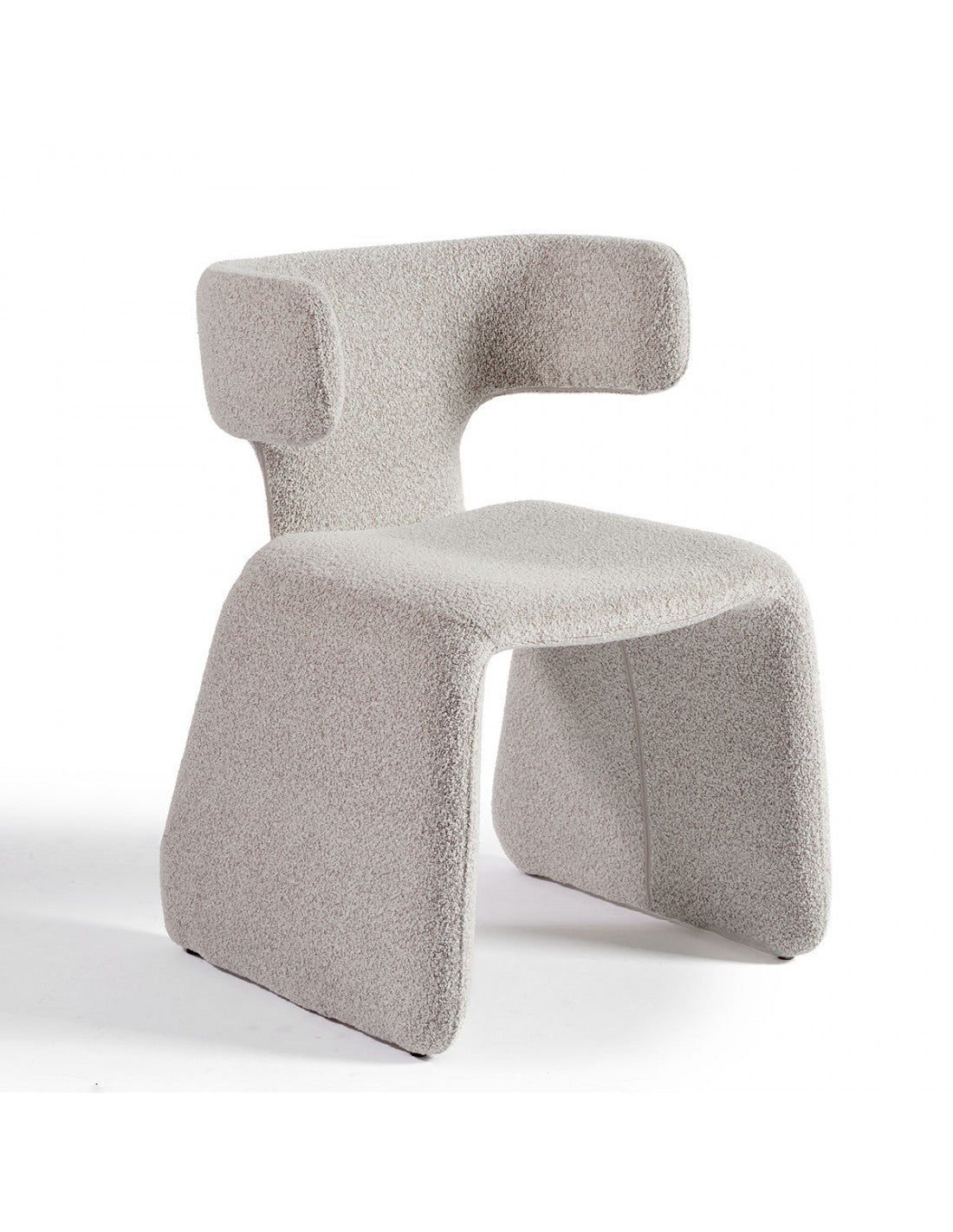Silla de comedor completamente tapizada bouclé grisáceo
