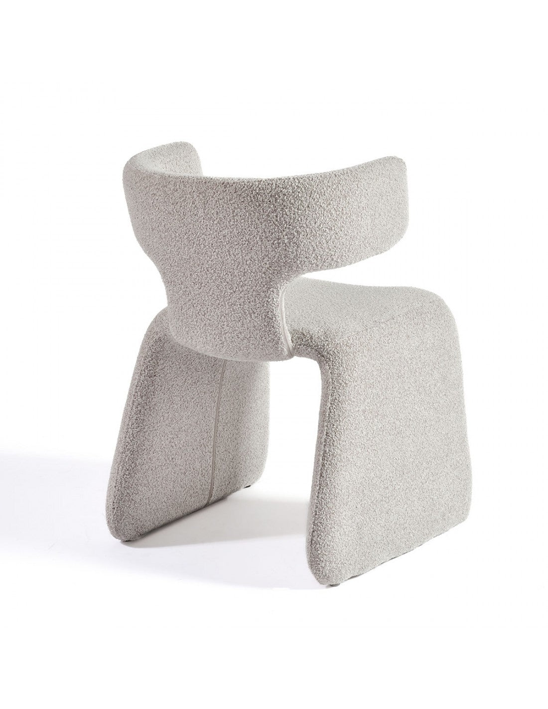 Silla de comedor completamente tapizada bouclé grisáceo