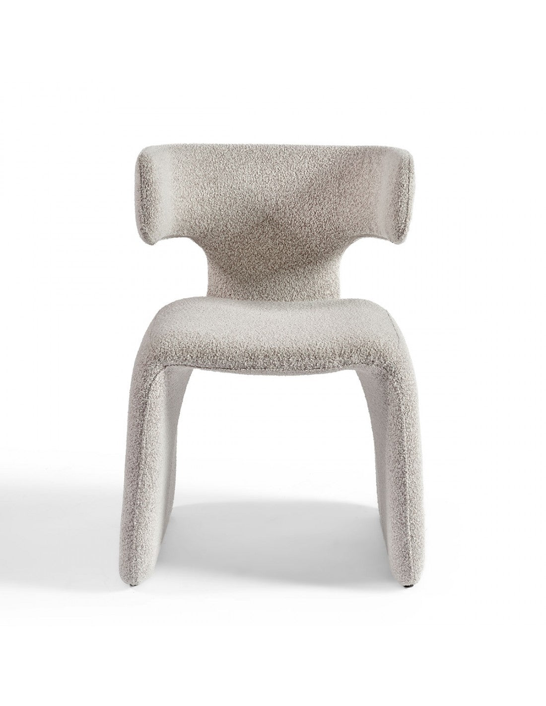 Silla de comedor completamente tapizada bouclé grisáceo