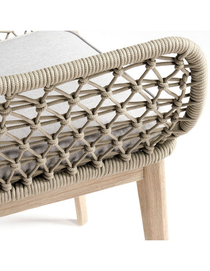 Cement-colored wood and rope armchair