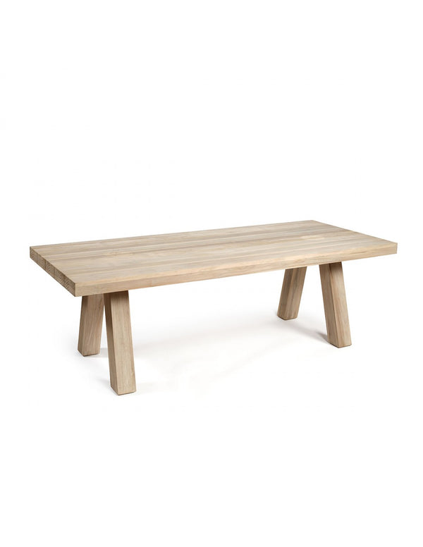 Mesa de comedor rectangular de madera de teca...