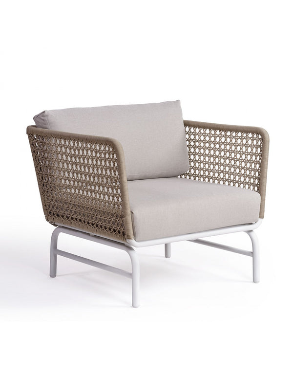 Taupe/stone rope and metal armchair